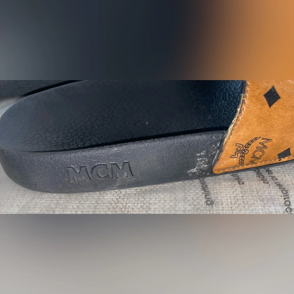 MCM Black and Brown Slide Sandals - Picture 14 of 16